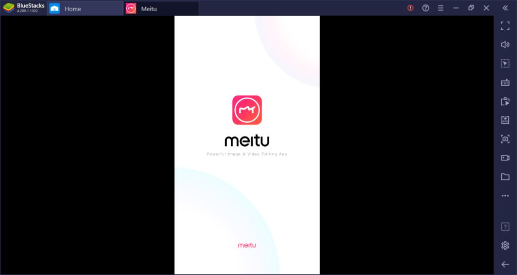 Meitu app in Bluestack emulator