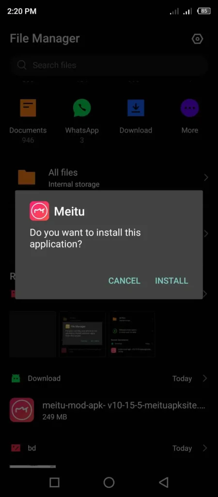 Installing meitu ap